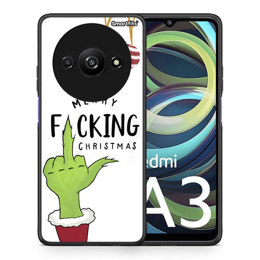 Θήκη Xiaomi Redmi A3 Merry F Xmas από τη Smartfits με σχέδιο στο πίσω μέρος και μαύρο περίβλημα | Xiaomi Redmi A3 Merry F Xmas case with colorful back and black bezels