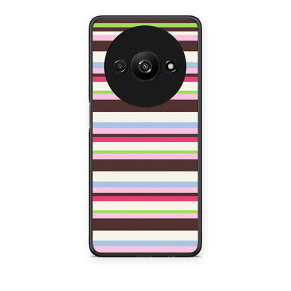 Θήκη Xiaomi Redmi A3 Multicolour Horizontal Stripes από τη Smartfits με σχέδιο στο πίσω μέρος και μαύρο περίβλημα | Xiaomi Redmi A3 Multicolour Horizontal Stripes case with colorful back and black bezels