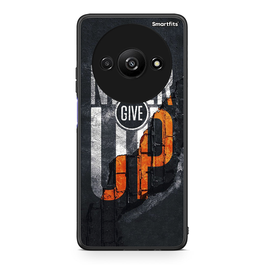 Xiaomi Redmi A3 Never Give Up Θήκη Αγίου Βαλεντίνου από τη Smartfits με σχέδιο στο πίσω μέρος και μαύρο περίβλημα | Smartphone case with colorful back and black bezels by Smartfits