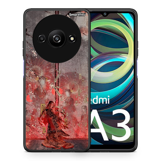 Θήκη Xiaomi Redmi A3 Nezuko Kamado από τη Smartfits με σχέδιο στο πίσω μέρος και μαύρο περίβλημα | Xiaomi Redmi A3 Nezuko Kamado case with colorful back and black bezels