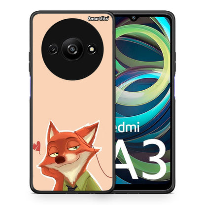 Θήκη Xiaomi Redmi A3 Nick Wilde And Judy Hopps Love 1 από τη Smartfits με σχέδιο στο πίσω μέρος και μαύρο περίβλημα | Xiaomi Redmi A3 Nick Wilde And Judy Hopps Love 1 case with colorful back and black bezels