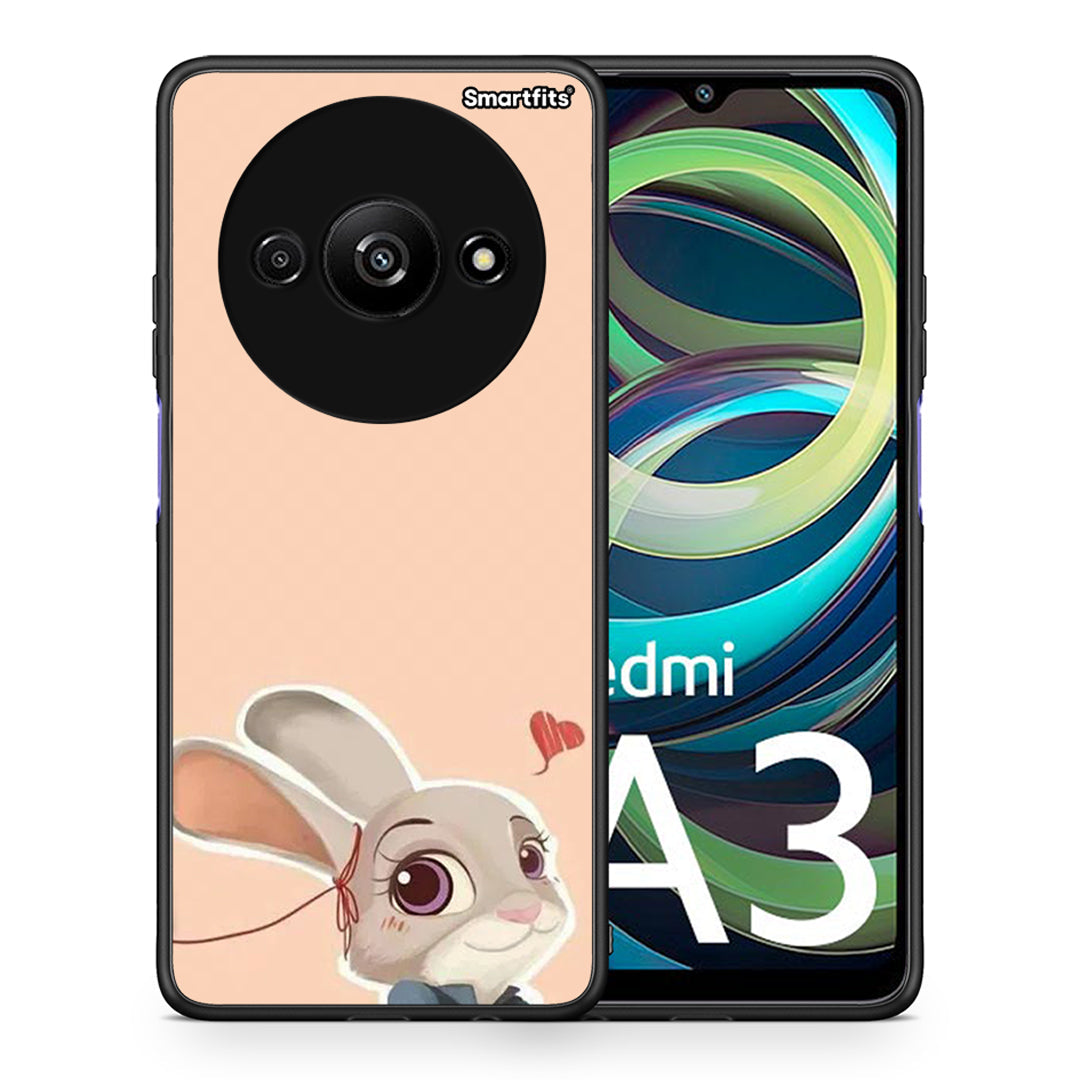 Θήκη Xiaomi Redmi A3 Nick Wilde And Judy Hopps Love 2 από τη Smartfits με σχέδιο στο πίσω μέρος και μαύρο περίβλημα | Xiaomi Redmi A3 Nick Wilde And Judy Hopps Love 2 case with colorful back and black bezels