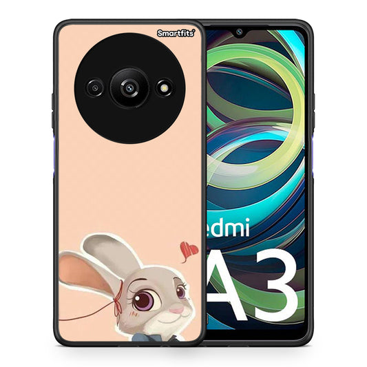Θήκη Xiaomi Redmi A3 Nick Wilde And Judy Hopps Love 2 από τη Smartfits με σχέδιο στο πίσω μέρος και μαύρο περίβλημα | Xiaomi Redmi A3 Nick Wilde And Judy Hopps Love 2 case with colorful back and black bezels