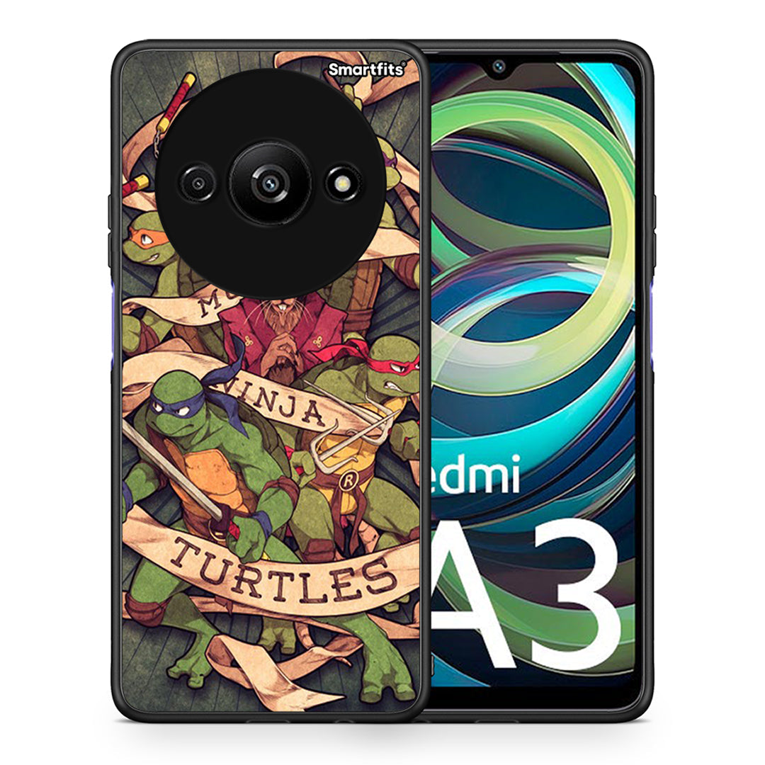 Θήκη Xiaomi Redmi A3 Ninja Turtles από τη Smartfits με σχέδιο στο πίσω μέρος και μαύρο περίβλημα | Xiaomi Redmi A3 Ninja Turtles case with colorful back and black bezels