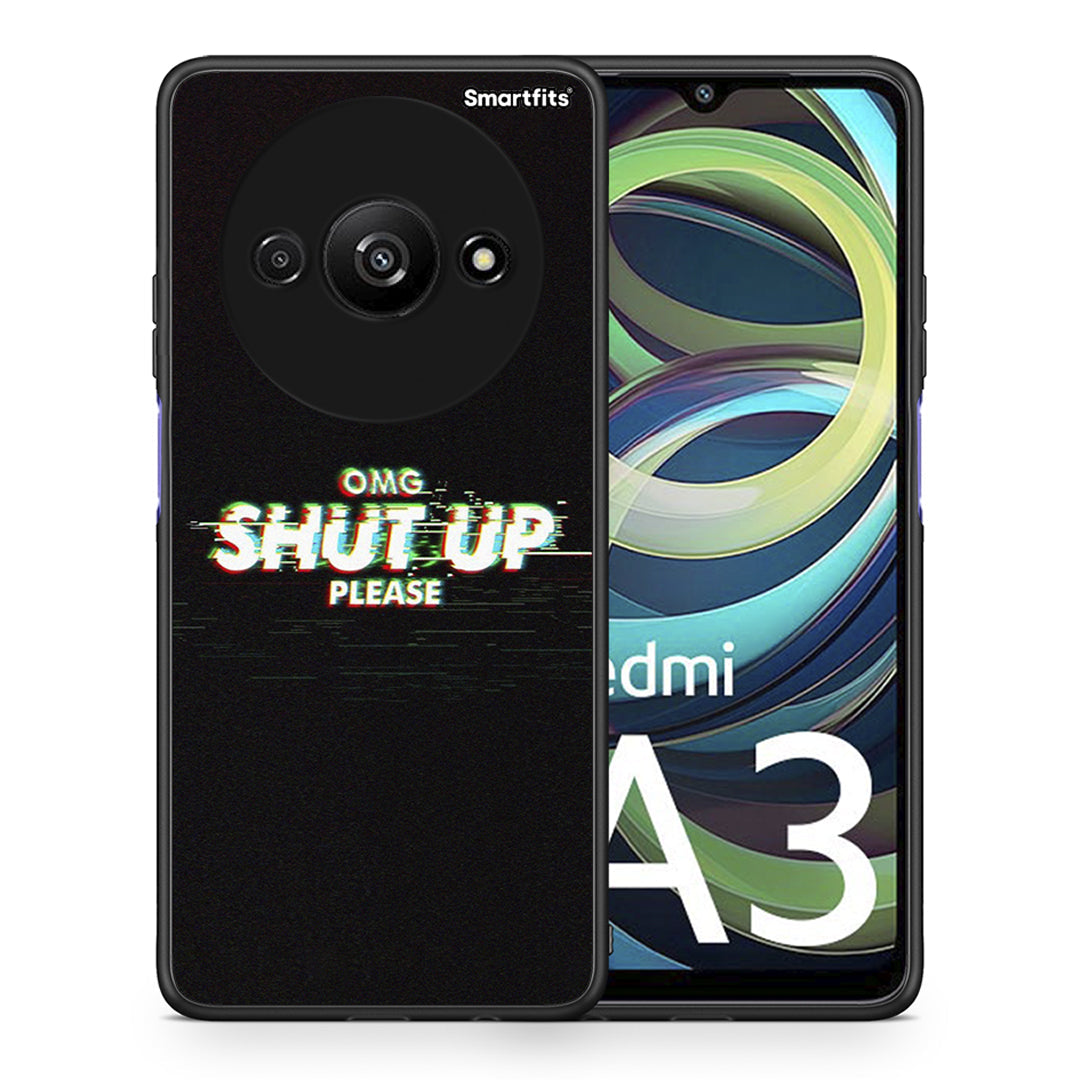 Θήκη Xiaomi Redmi A3 OMG ShutUp από τη Smartfits με σχέδιο στο πίσω μέρος και μαύρο περίβλημα | Xiaomi Redmi A3 OMG ShutUp case with colorful back and black bezels