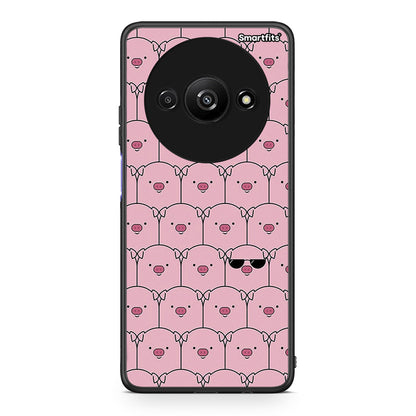 Xiaomi Redmi A3 Pig Glasses θήκη από τη Smartfits με σχέδιο στο πίσω μέρος και μαύρο περίβλημα | Smartphone case with colorful back and black bezels by Smartfits