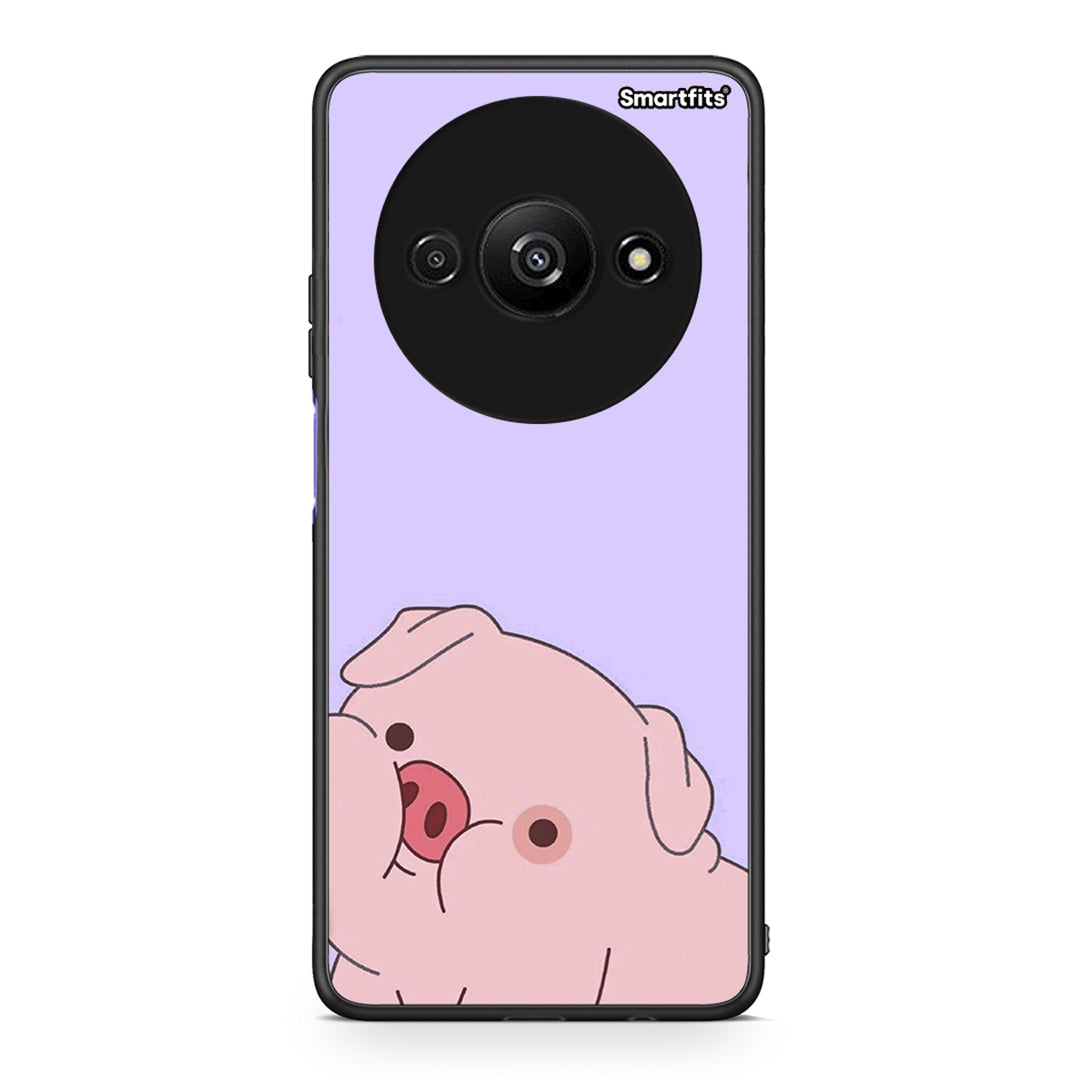Xiaomi Redmi A3 Pig Love 2 Θήκη Αγίου Βαλεντίνου από τη Smartfits με σχέδιο στο πίσω μέρος και μαύρο περίβλημα | Smartphone case with colorful back and black bezels by Smartfits