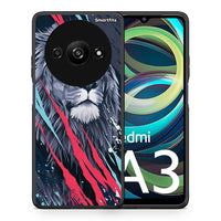 Thumbnail for Θήκη Xiaomi Redmi A3 Lion Designer PopArt από τη Smartfits με σχέδιο στο πίσω μέρος και μαύρο περίβλημα | Xiaomi Redmi A3 Lion Designer PopArt case with colorful back and black bezels