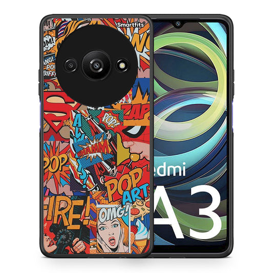 Θήκη Xiaomi Redmi A3 PopArt OMG από τη Smartfits με σχέδιο στο πίσω μέρος και μαύρο περίβλημα | Xiaomi Redmi A3 PopArt OMG case with colorful back and black bezels