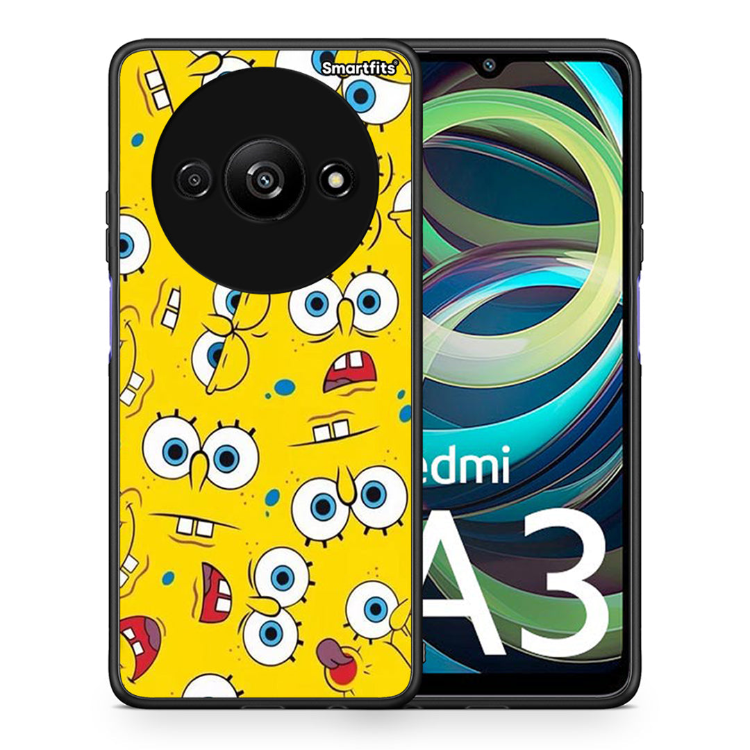 Θήκη Xiaomi Redmi A3 Sponge PopArt από τη Smartfits με σχέδιο στο πίσω μέρος και μαύρο περίβλημα | Xiaomi Redmi A3 Sponge PopArt case with colorful back and black bezels