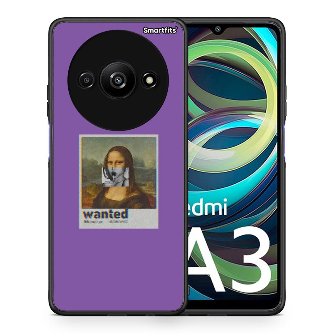 Θήκη Xiaomi Redmi A3 Monalisa Popart από τη Smartfits με σχέδιο στο πίσω μέρος και μαύρο περίβλημα | Xiaomi Redmi A3 Monalisa Popart case with colorful back and black bezels