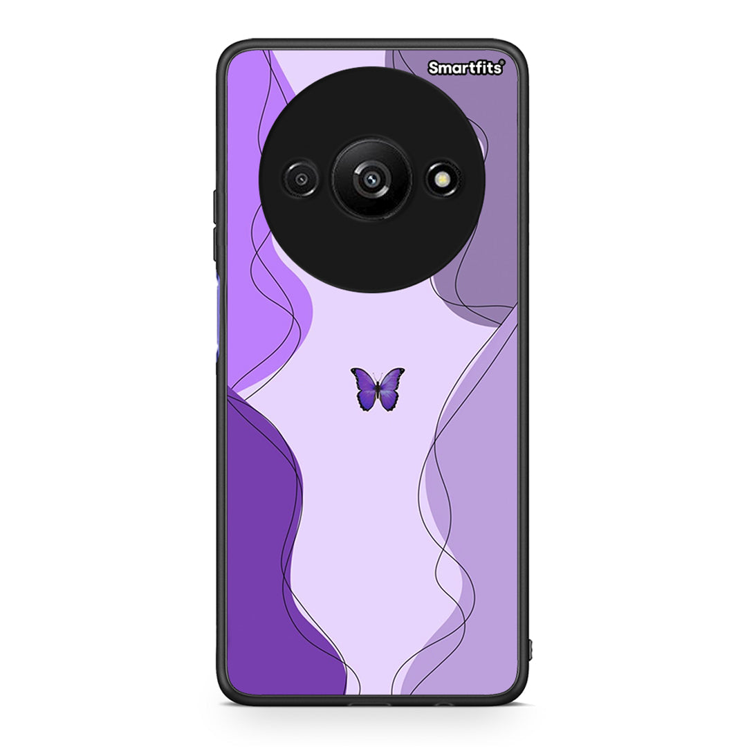 Xiaomi Redmi A3 Purple Mariposa Θήκη Αγίου Βαλεντίνου από τη Smartfits με σχέδιο στο πίσω μέρος και μαύρο περίβλημα | Smartphone case with colorful back and black bezels by Smartfits