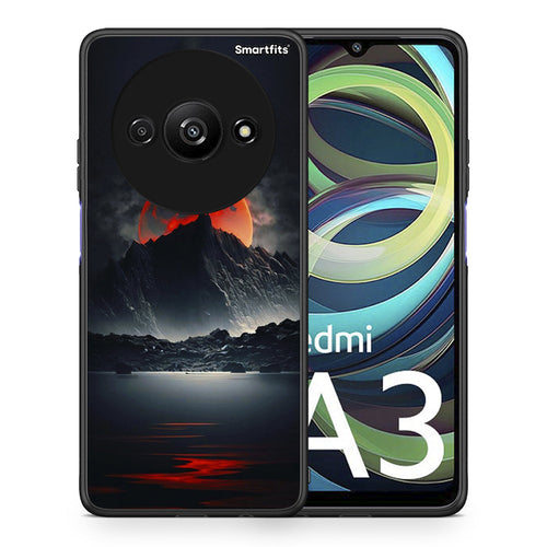 Θήκη Xiaomi Redmi A3 Red Full Moon από τη Smartfits με σχέδιο στο πίσω μέρος και μαύρο περίβλημα | Xiaomi Redmi A3 Red Full Moon case with colorful back and black bezels