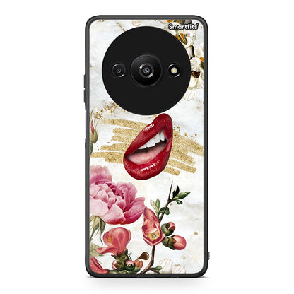 Xiaomi Redmi A3 Red Lips θήκη από τη Smartfits με σχέδιο στο πίσω μέρος και μαύρο περίβλημα | Smartphone case with colorful back and black bezels by Smartfits