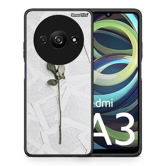 Θήκη Xiaomi Redmi A3 Red Rose από τη Smartfits με σχέδιο στο πίσω μέρος και μαύρο περίβλημα | Xiaomi Redmi A3 Red Rose case with colorful back and black bezels