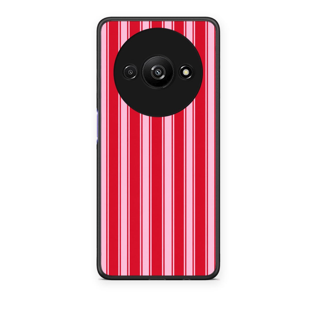 Θήκη Xiaomi Redmi A3 Red and Pink Vertical Pinstripes από τη Smartfits με σχέδιο στο πίσω μέρος και μαύρο περίβλημα | Xiaomi Redmi A3 Red and Pink Vertical Pinstripes case with colorful back and black bezels