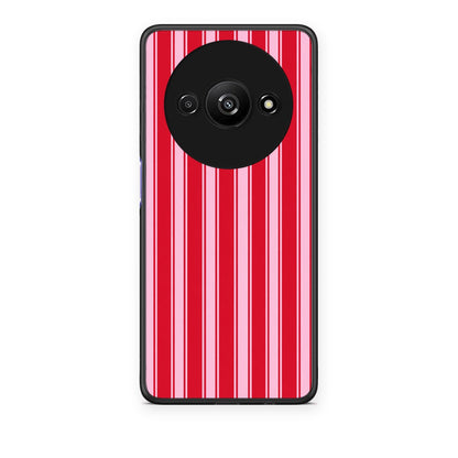 Θήκη Xiaomi Redmi A3 Red and Pink Vertical Pinstripes από τη Smartfits με σχέδιο στο πίσω μέρος και μαύρο περίβλημα | Xiaomi Redmi A3 Red and Pink Vertical Pinstripes case with colorful back and black bezels