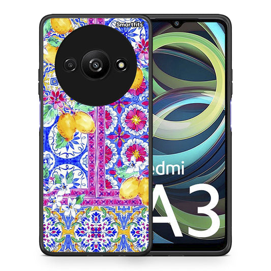 Θήκη Xiaomi Redmi A3 Retro Spring από τη Smartfits με σχέδιο στο πίσω μέρος και μαύρο περίβλημα | Xiaomi Redmi A3 Retro Spring case with colorful back and black bezels