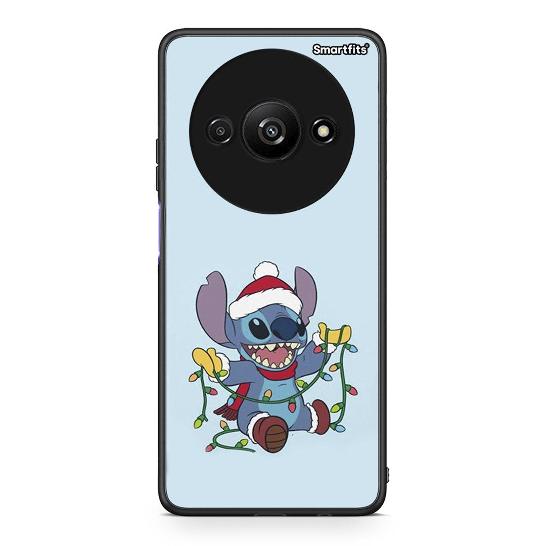 Xiaomi Redmi A3 Santa Stich θήκη από τη Smartfits με σχέδιο στο πίσω μέρος και μαύρο περίβλημα | Smartphone case with colorful back and black bezels by Smartfits