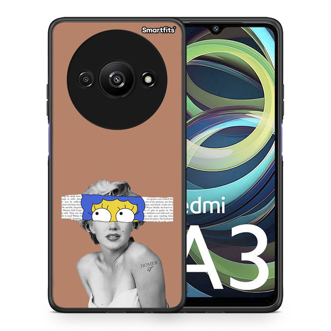 Θήκη Xiaomi Redmi A3 Sim Merilyn από τη Smartfits με σχέδιο στο πίσω μέρος και μαύρο περίβλημα | Xiaomi Redmi A3 Sim Merilyn case with colorful back and black bezels