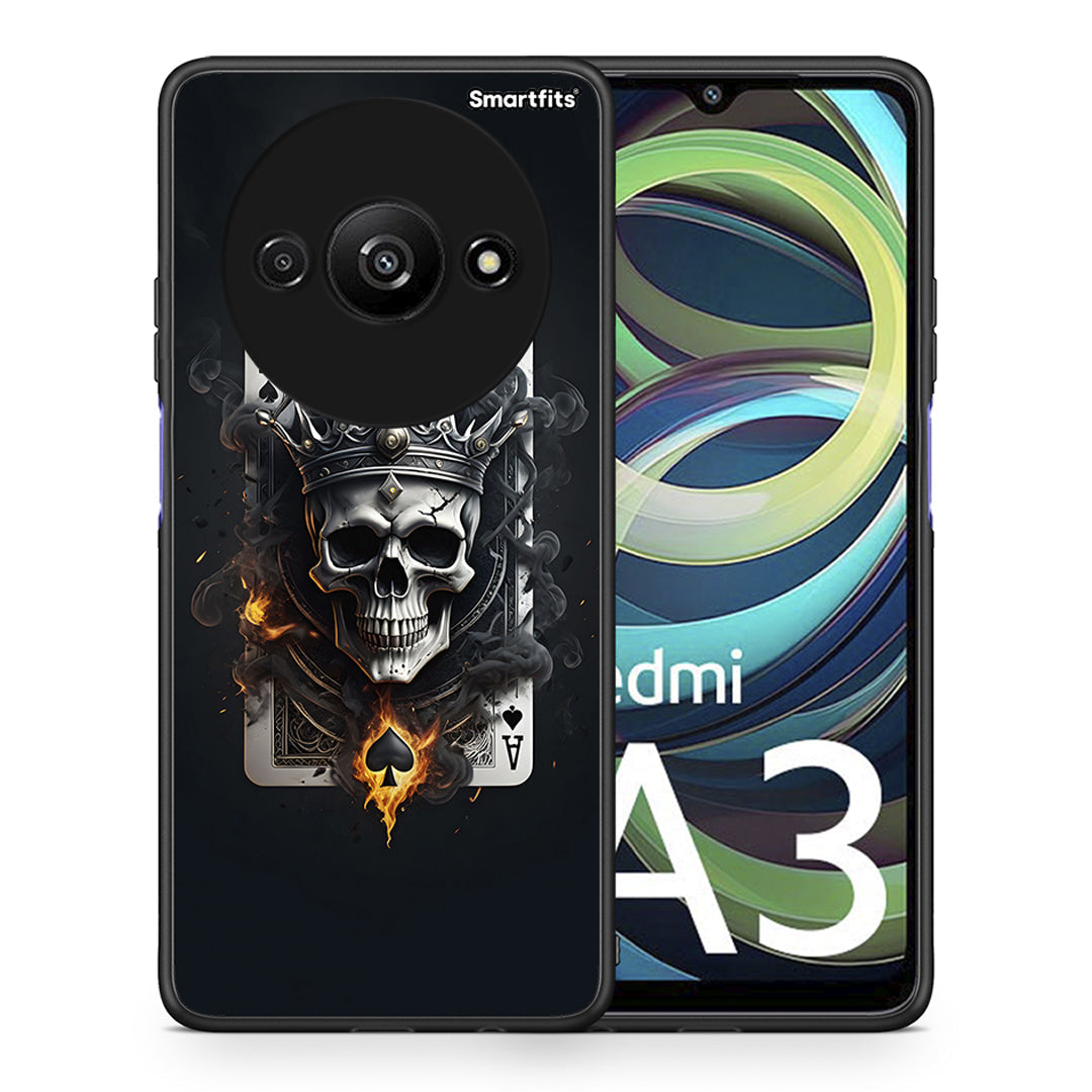 Θήκη Xiaomi Redmi A3 Skull King Ace από τη Smartfits με σχέδιο στο πίσω μέρος και μαύρο περίβλημα | Xiaomi Redmi A3 Skull King Ace case with colorful back and black bezels