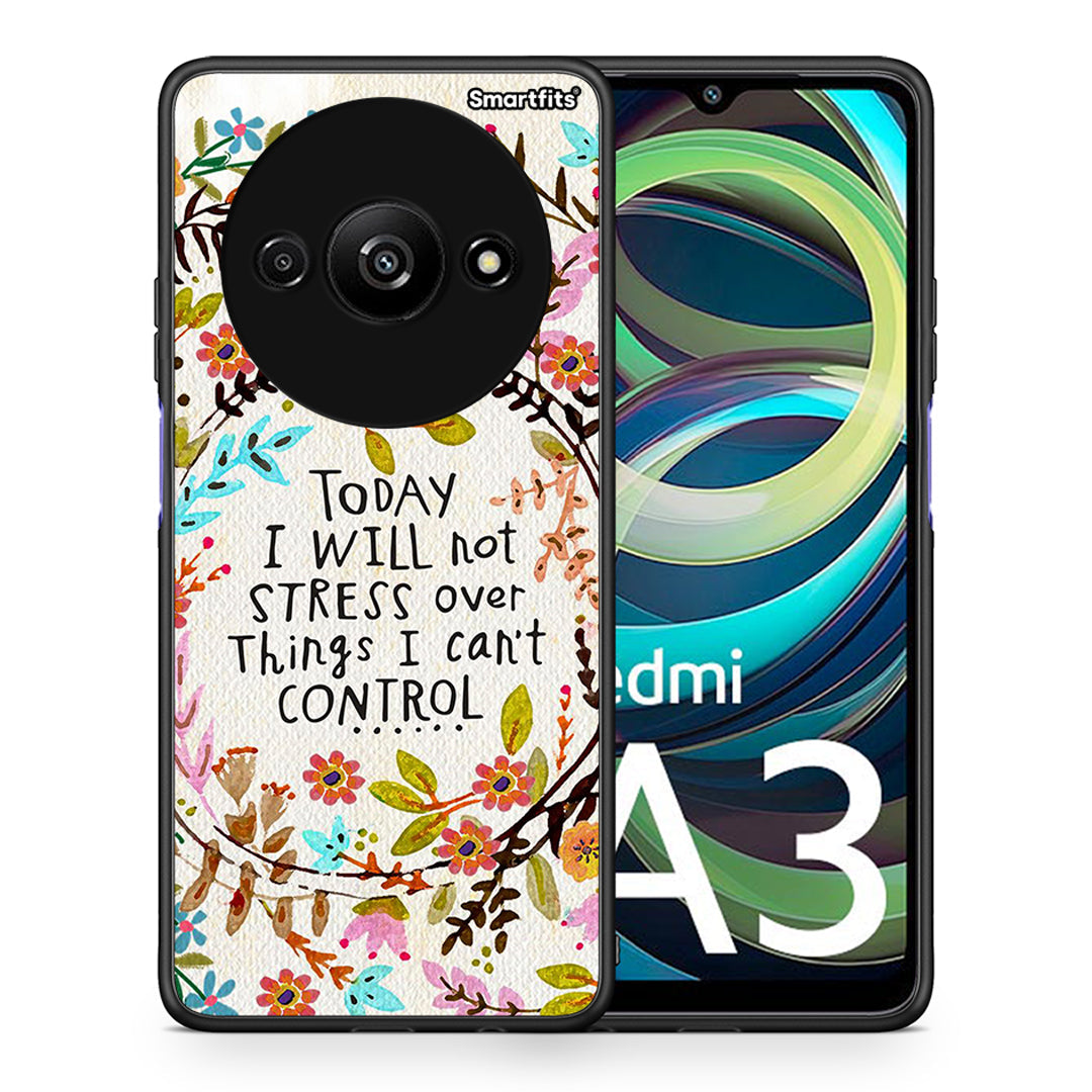 Θήκη Xiaomi Redmi A3 Stress Over από τη Smartfits με σχέδιο στο πίσω μέρος και μαύρο περίβλημα | Xiaomi Redmi A3 Stress Over case with colorful back and black bezels