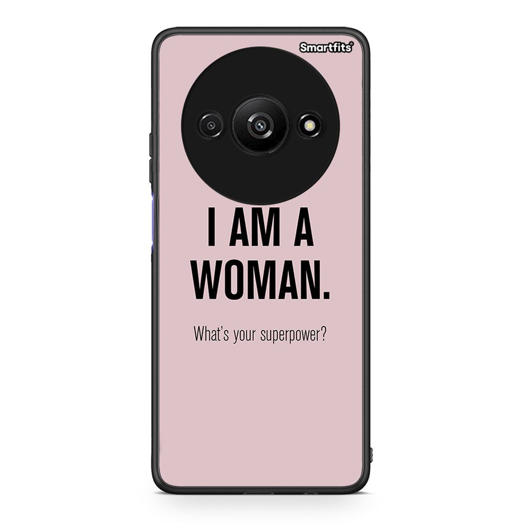 Xiaomi Redmi A3 Superpower Woman θήκη από τη Smartfits με σχέδιο στο πίσω μέρος και μαύρο περίβλημα | Smartphone case with colorful back and black bezels by Smartfits