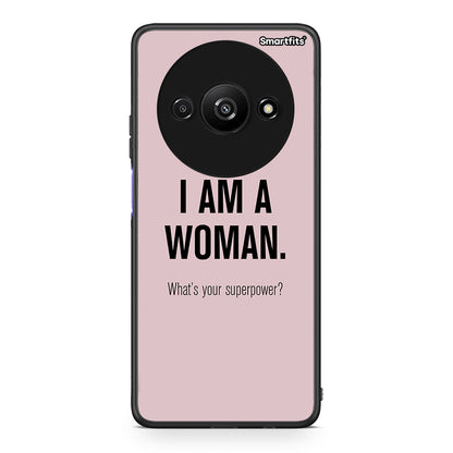 Xiaomi Redmi A3 Superpower Woman θήκη από τη Smartfits με σχέδιο στο πίσω μέρος και μαύρο περίβλημα | Smartphone case with colorful back and black bezels by Smartfits