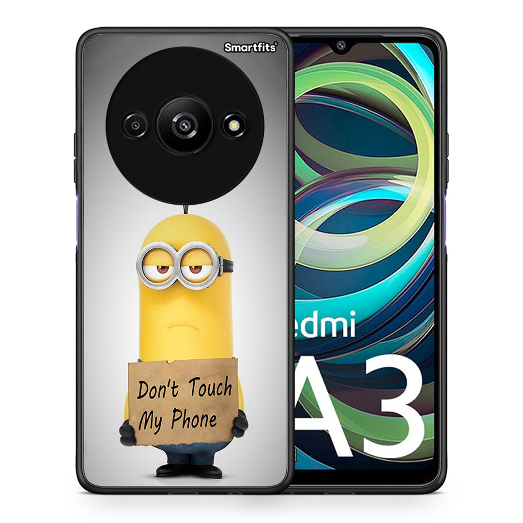 Θήκη Xiaomi Redmi A3 Minion Text από τη Smartfits με σχέδιο στο πίσω μέρος και μαύρο περίβλημα | Xiaomi Redmi A3 Minion Text case with colorful back and black bezels