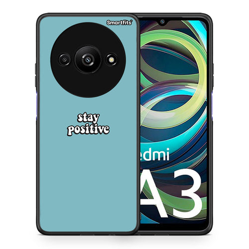 Θήκη Xiaomi Redmi A3 Positive Text από τη Smartfits με σχέδιο στο πίσω μέρος και μαύρο περίβλημα | Xiaomi Redmi A3 Positive Text case with colorful back and black bezels