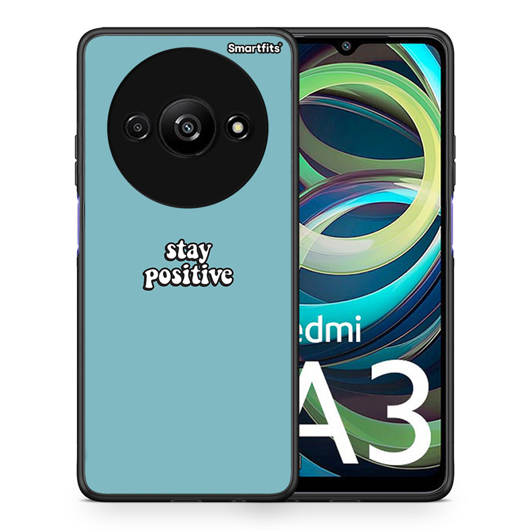 Θήκη Xiaomi Redmi A3 Positive Text από τη Smartfits με σχέδιο στο πίσω μέρος και μαύρο περίβλημα | Xiaomi Redmi A3 Positive Text case with colorful back and black bezels