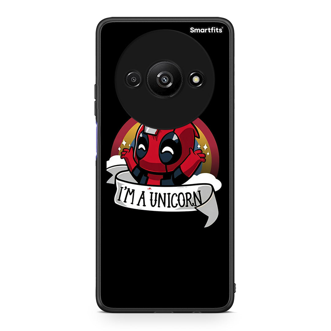 Xiaomi Redmi A3 Unicorn Deadpool θήκη από τη Smartfits με σχέδιο στο πίσω μέρος και μαύρο περίβλημα | Smartphone case with colorful back and black bezels by Smartfits