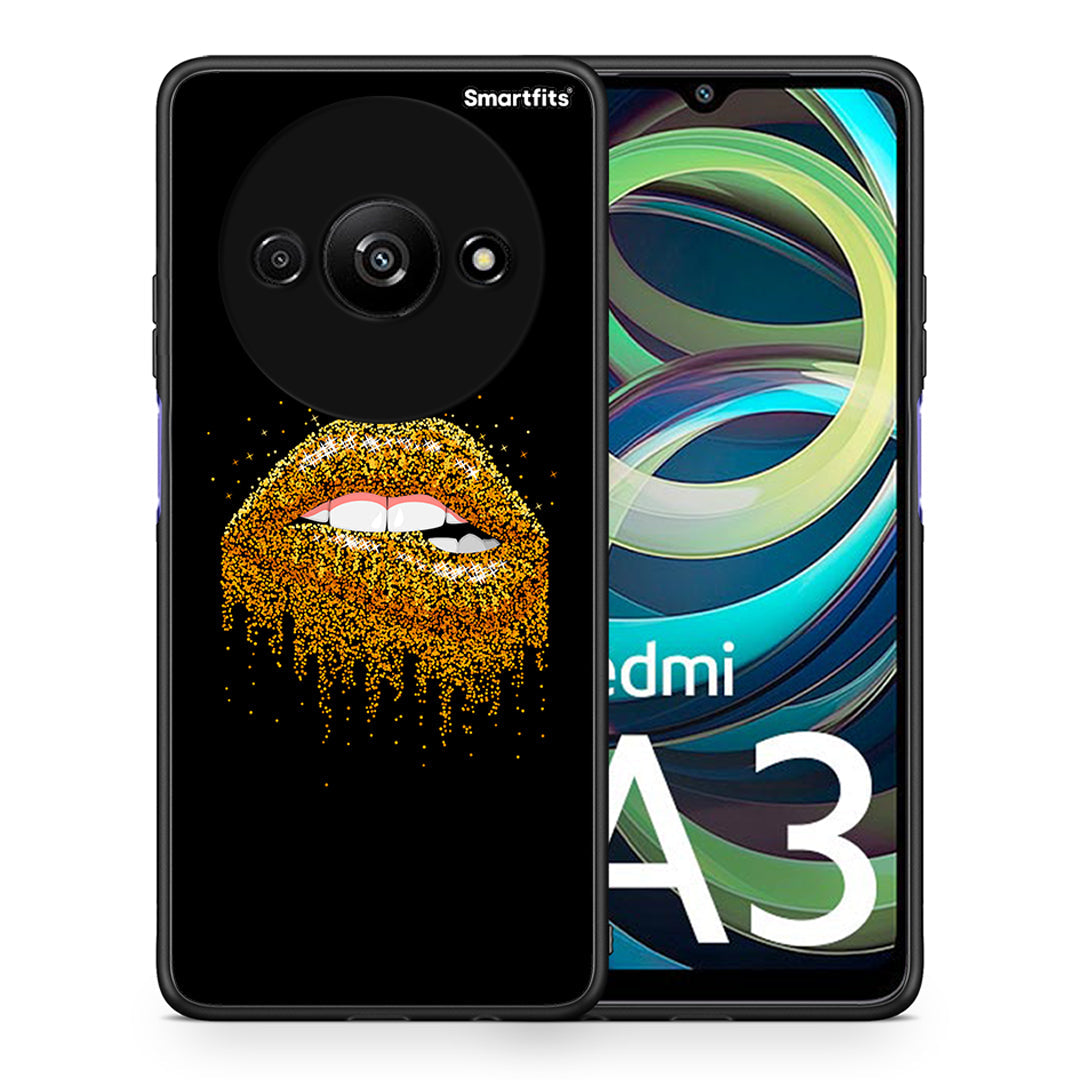 Θήκη Xiaomi Redmi A3 Golden Valentine από τη Smartfits με σχέδιο στο πίσω μέρος και μαύρο περίβλημα | Xiaomi Redmi A3 Golden Valentine case with colorful back and black bezels