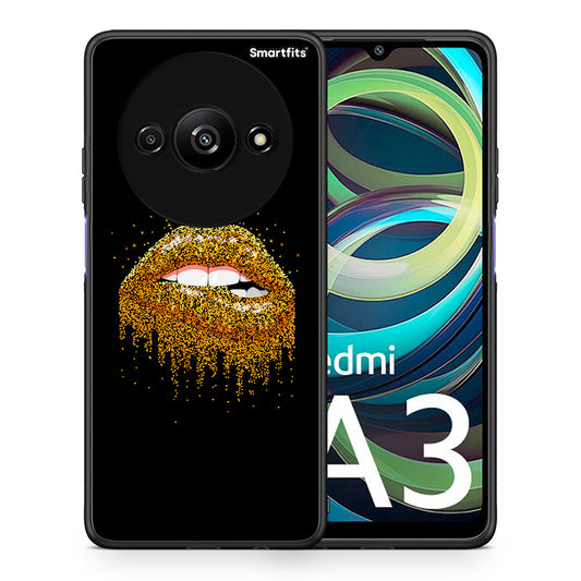 Θήκη Xiaomi Redmi A3 Golden Valentine από τη Smartfits με σχέδιο στο πίσω μέρος και μαύρο περίβλημα | Xiaomi Redmi A3 Golden Valentine case with colorful back and black bezels