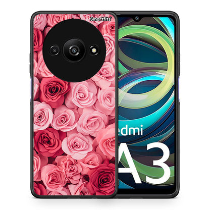 Θήκη Xiaomi Redmi A3 RoseGarden Valentine από τη Smartfits με σχέδιο στο πίσω μέρος και μαύρο περίβλημα | Xiaomi Redmi A3 RoseGarden Valentine case with colorful back and black bezels