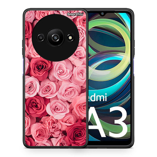 Θήκη Xiaomi Redmi A3 RoseGarden Valentine από τη Smartfits με σχέδιο στο πίσω μέρος και μαύρο περίβλημα | Xiaomi Redmi A3 RoseGarden Valentine case with colorful back and black bezels