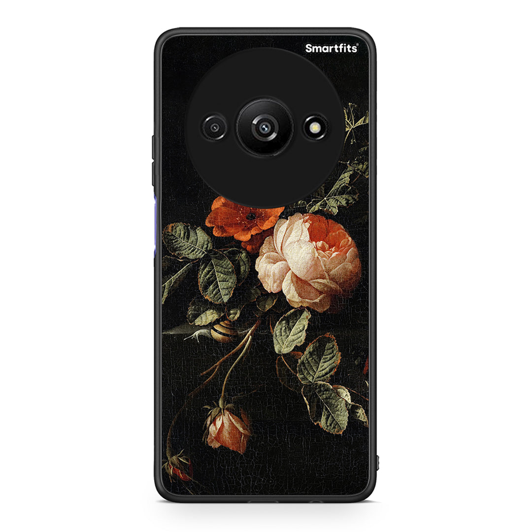 Xiaomi Redmi A3 Vintage Roses θήκη από τη Smartfits με σχέδιο στο πίσω μέρος και μαύρο περίβλημα | Smartphone case with colorful back and black bezels by Smartfits