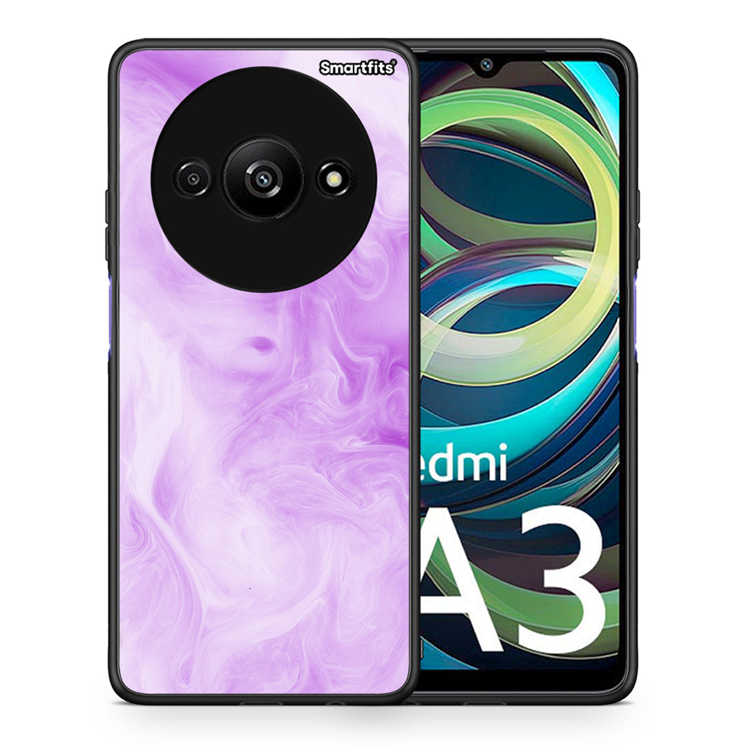 Θήκη Xiaomi Redmi A3 Lavender Watercolor από τη Smartfits με σχέδιο στο πίσω μέρος και μαύρο περίβλημα | Xiaomi Redmi A3 Lavender Watercolor case with colorful back and black bezels