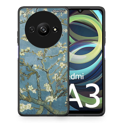 Θήκη Xiaomi Redmi A3 White Blossoms από τη Smartfits με σχέδιο στο πίσω μέρος και μαύρο περίβλημα | Xiaomi Redmi A3 White Blossoms case with colorful back and black bezels