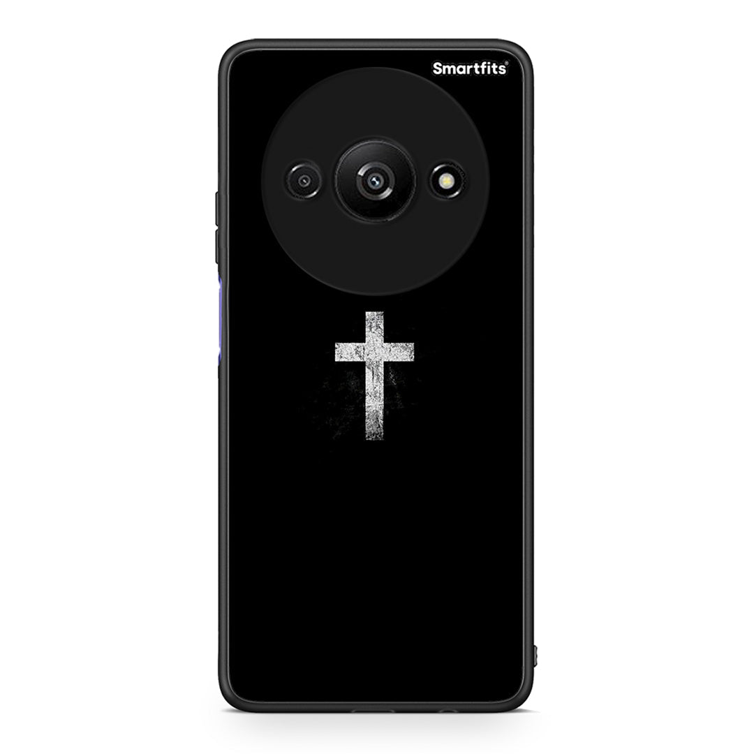Xiaomi Redmi A3 White Cross θήκη από τη Smartfits με σχέδιο στο πίσω μέρος και μαύρο περίβλημα | Smartphone case with colorful back and black bezels by Smartfits