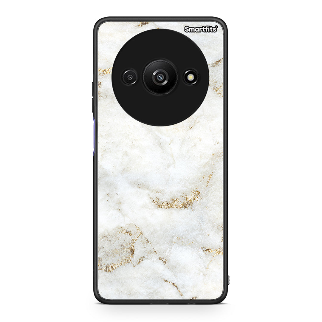 Xiaomi Redmi A3 White Gold Marble θήκη από τη Smartfits με σχέδιο στο πίσω μέρος και μαύρο περίβλημα | Smartphone case with colorful back and black bezels by Smartfits