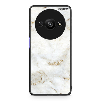Xiaomi Redmi A3 White Gold Marble θήκη από τη Smartfits με σχέδιο στο πίσω μέρος και μαύρο περίβλημα | Smartphone case with colorful back and black bezels by Smartfits