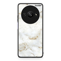 Thumbnail for Xiaomi Redmi A3 White Gold Marble θήκη από τη Smartfits με σχέδιο στο πίσω μέρος και μαύρο περίβλημα | Smartphone case with colorful back and black bezels by Smartfits