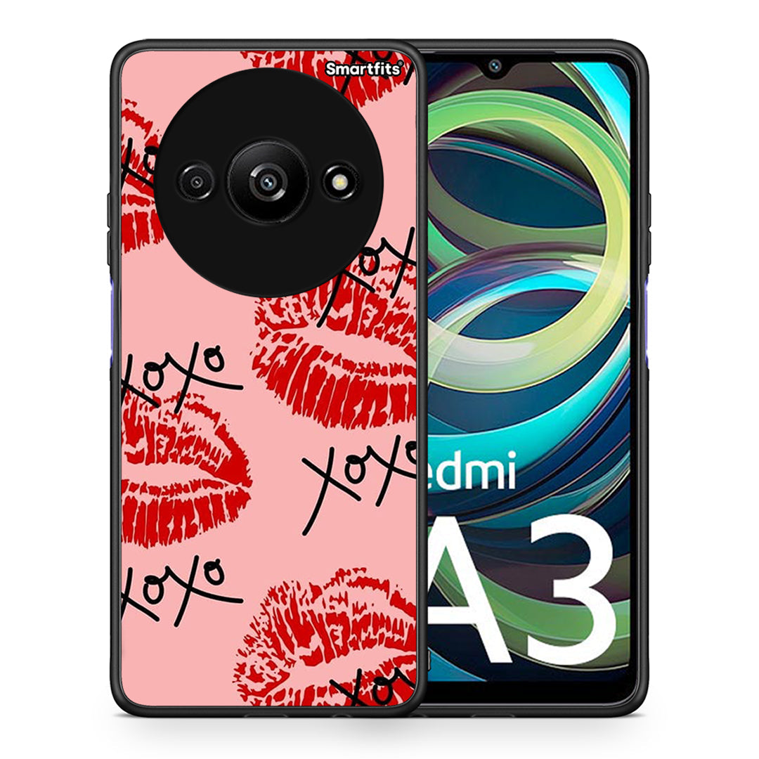 Θήκη Xiaomi Redmi A3 XOXO Lips από τη Smartfits με σχέδιο στο πίσω μέρος και μαύρο περίβλημα | Xiaomi Redmi A3 XOXO Lips case with colorful back and black bezels