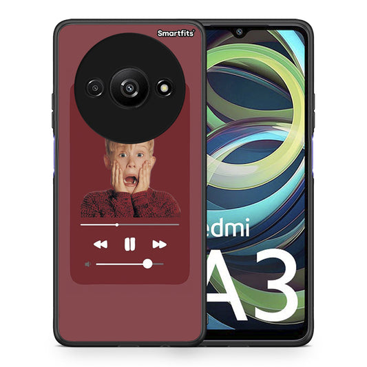 Θήκη Xiaomi Redmi A3 Xmas Alone Music από τη Smartfits με σχέδιο στο πίσω μέρος και μαύρο περίβλημα | Xiaomi Redmi A3 Xmas Alone Music case with colorful back and black bezels