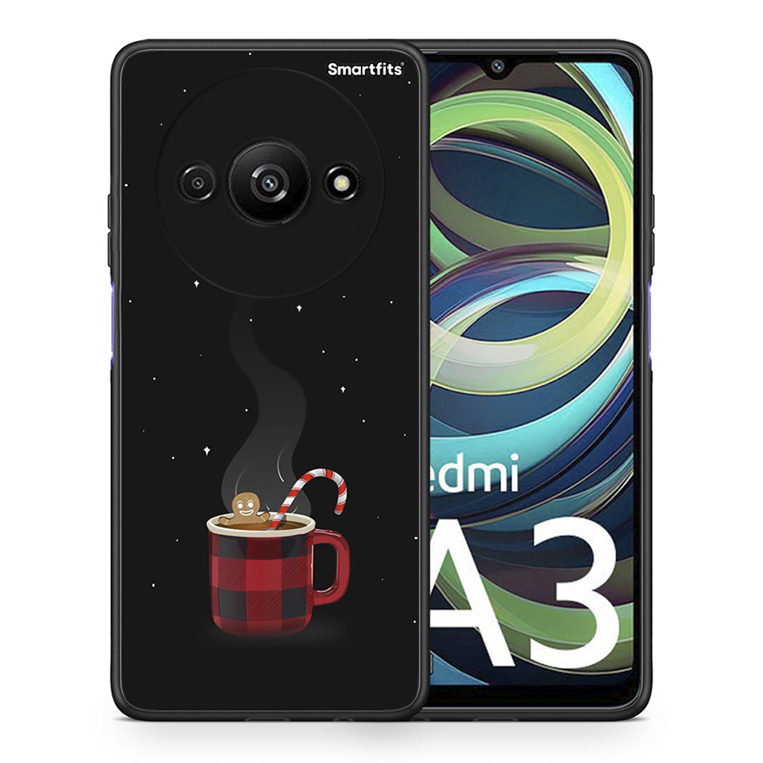 Θήκη Xiaomi Redmi A3 Xmas Bathing από τη Smartfits με σχέδιο στο πίσω μέρος και μαύρο περίβλημα | Xiaomi Redmi A3 Xmas Bathing case with colorful back and black bezels