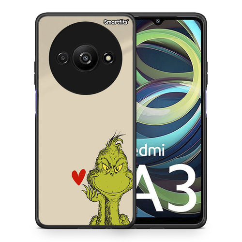 Θήκη Xiaomi Redmi A3 Xmas Grinch από τη Smartfits με σχέδιο στο πίσω μέρος και μαύρο περίβλημα | Xiaomi Redmi A3 Xmas Grinch case with colorful back and black bezels