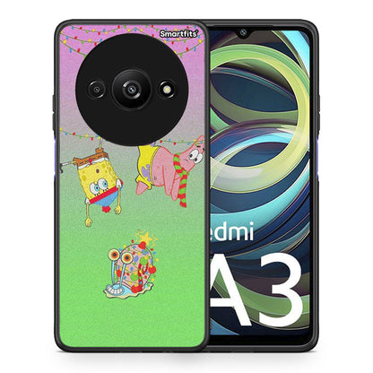 Θήκη Xiaomi Redmi A3 Xmas Lights από τη Smartfits με σχέδιο στο πίσω μέρος και μαύρο περίβλημα | Xiaomi Redmi A3 Xmas Lights case with colorful back and black bezels