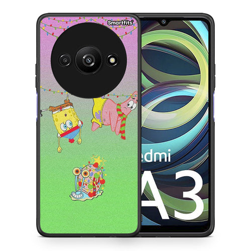 Θήκη Xiaomi Redmi A3 Xmas Lights από τη Smartfits με σχέδιο στο πίσω μέρος και μαύρο περίβλημα | Xiaomi Redmi A3 Xmas Lights case with colorful back and black bezels