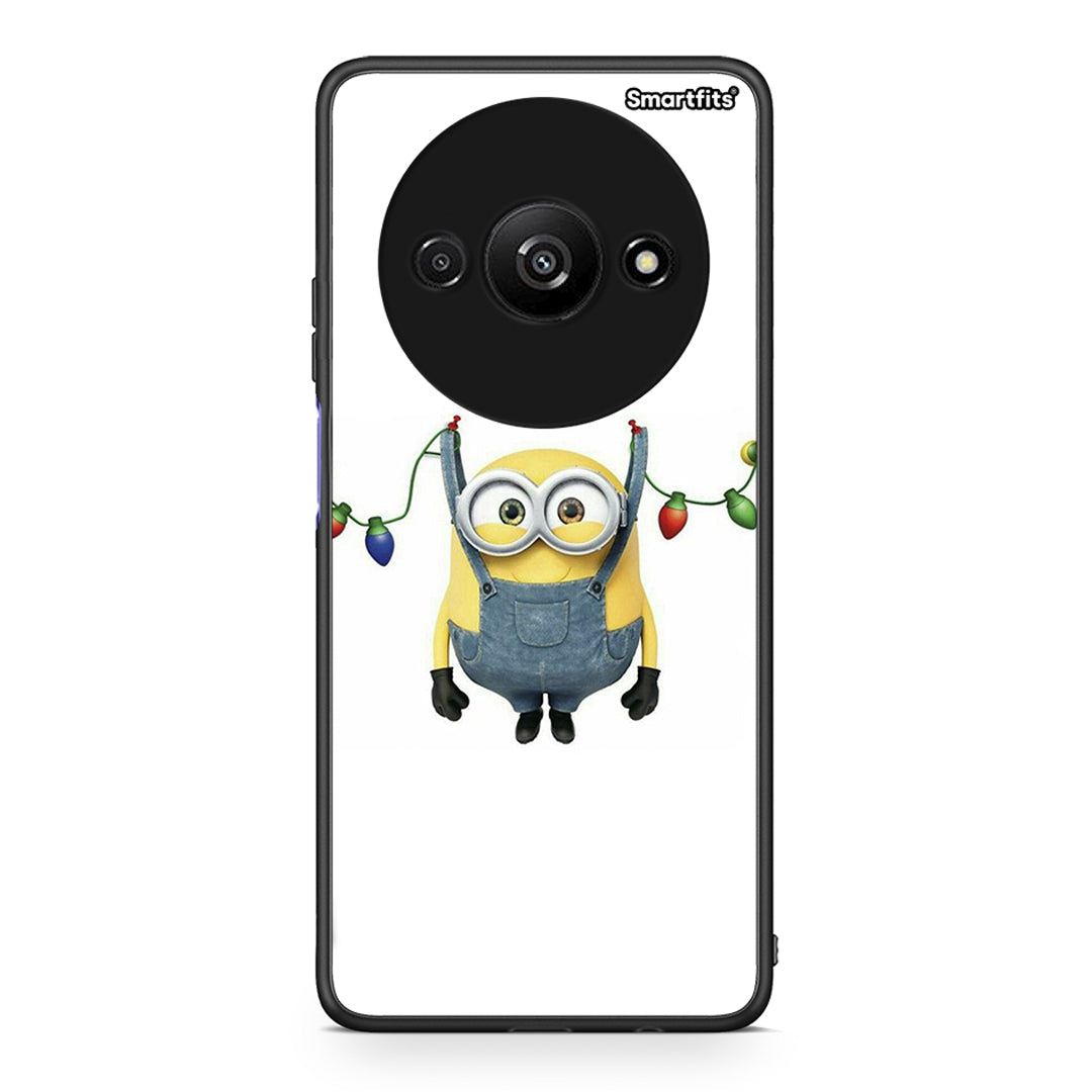 Xiaomi Redmi A3 Xmas Minion Lights θήκη από τη Smartfits με σχέδιο στο πίσω μέρος και μαύρο περίβλημα | Smartphone case with colorful back and black bezels by Smartfits